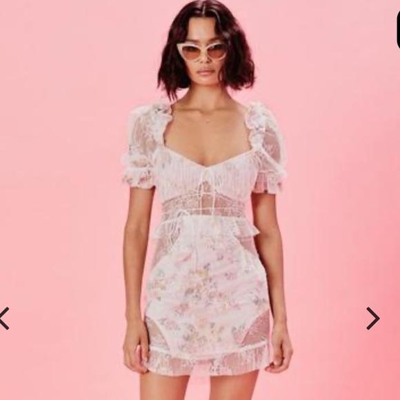 For Love And Lemons Dresses & Skirts - For Love & Lemons pink Nola lace mini dress small